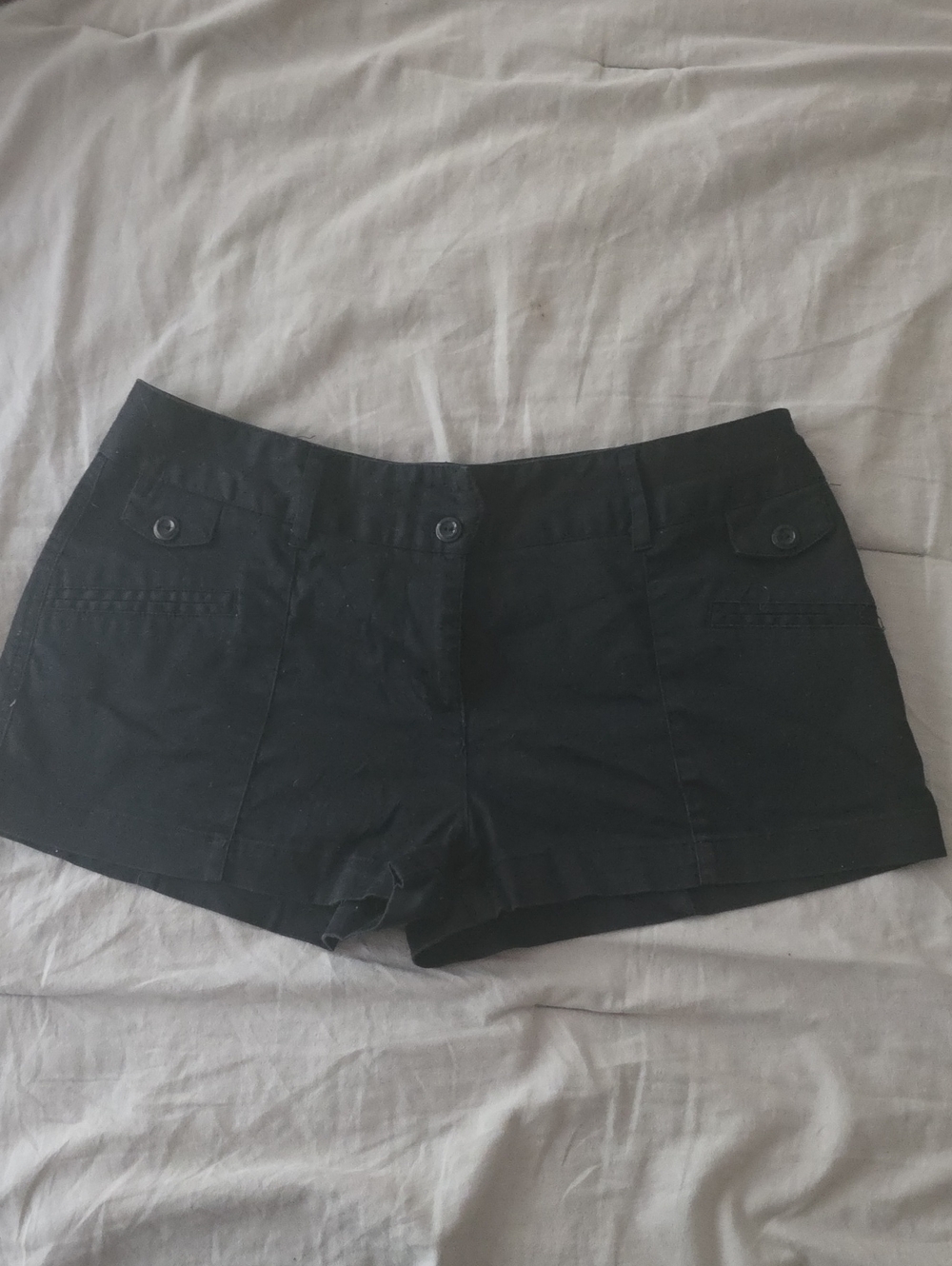 BCX Black Women's Bike Shorts with Front Button Detail